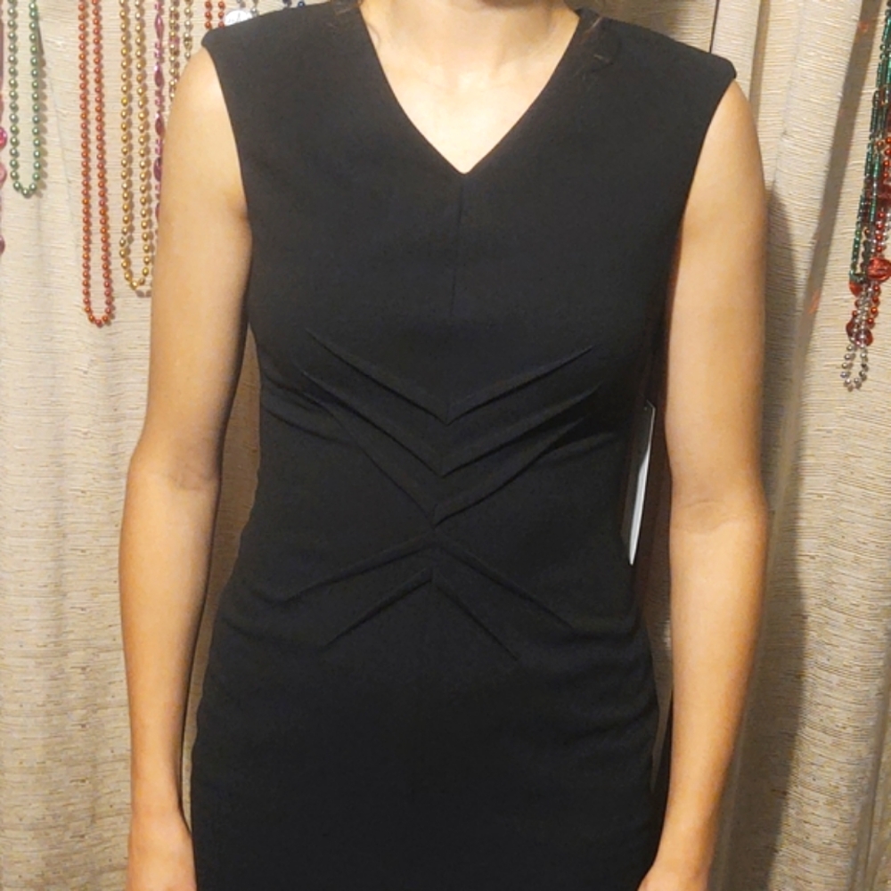 Calvin Klein Fit & Flare Sheath Dress Black 2 - Picture 7 of 15